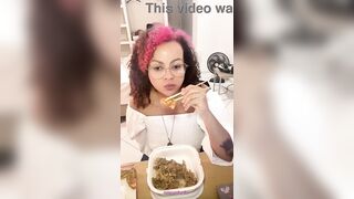A chubby girl has a gassy adventure after eating Japanese food