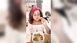 A chubby girl has a gassy adventure after eating Japanese food