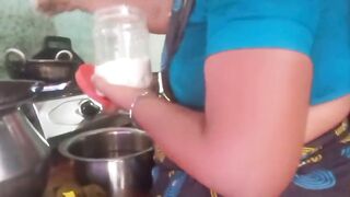 Indian Aunty cooking sex with boyfriend