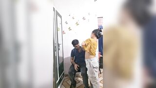 Delivery boy with Indian Beautiful Wife
