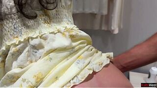 Risky Fitting Room Sex and Public Cumwalk in a Clothing Store Full of People