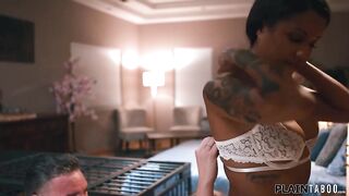 Teen Nina White stumbles upon busty milf neighbor Cory Chase locked up in a cage.They reassure her its for fun and she can watch and join if she wants