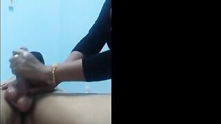 Curly hair Thai brunette gets her pussy messed around after sex