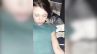 Skinny white girl reaches orgasm with an eye roll in a sleeper truck
