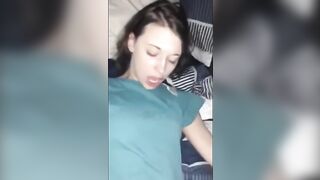 Skinny white girl reaches orgasm with an eye roll in a sleeper truck