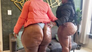 Two huge ebony asses of African beauty in lingerie
