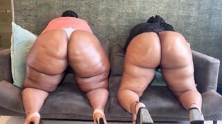 Two huge ebony asses of African beauty in lingerie