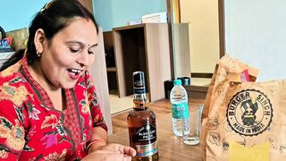 Indian couple intimate in hotel room