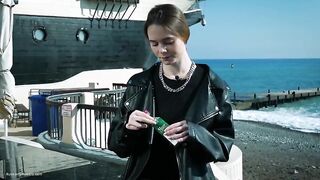 Young Russian Woman Smoking Cigarette Outdoor