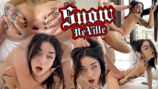 Petite goth lets daddy use her