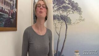 Gorgeous big boobed french blonde analyzed
