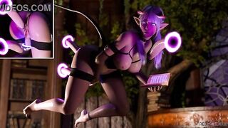 Lustful with Portals by Redvoidcgi (Vampire with a huge cock fucks and fills her own pussy through her own portal)