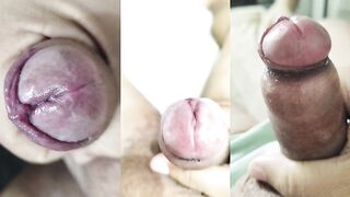 The slut masturbated her little pussy, which made me cum on my small dick.