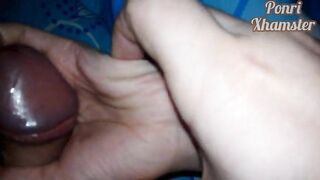 Stepsister's hand secretly helps me cum
