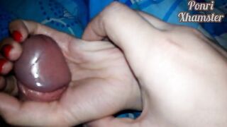 Stepsister's hand secretly helps me cum