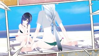 Yelan x Shenhe at the beach