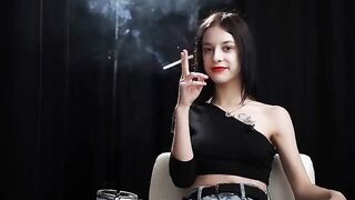 Slim Chick Is Smoking Two Reds