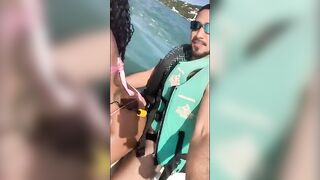 A delicious young Brazilian girl gets lost in the cuckold's clutches and ends up having sex with the jet ski instructor at sea.