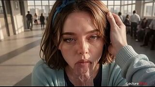 My school counselor recommended that I step out of my comfort zone, so I decided to give him a blowjob in public [AI]